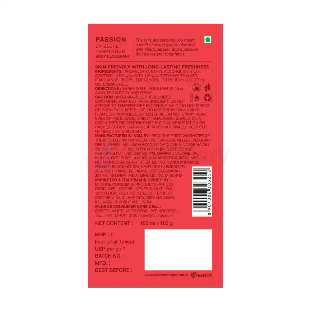 Secret Temptation Passion Body Spray For Women-150ml thumbnail 3