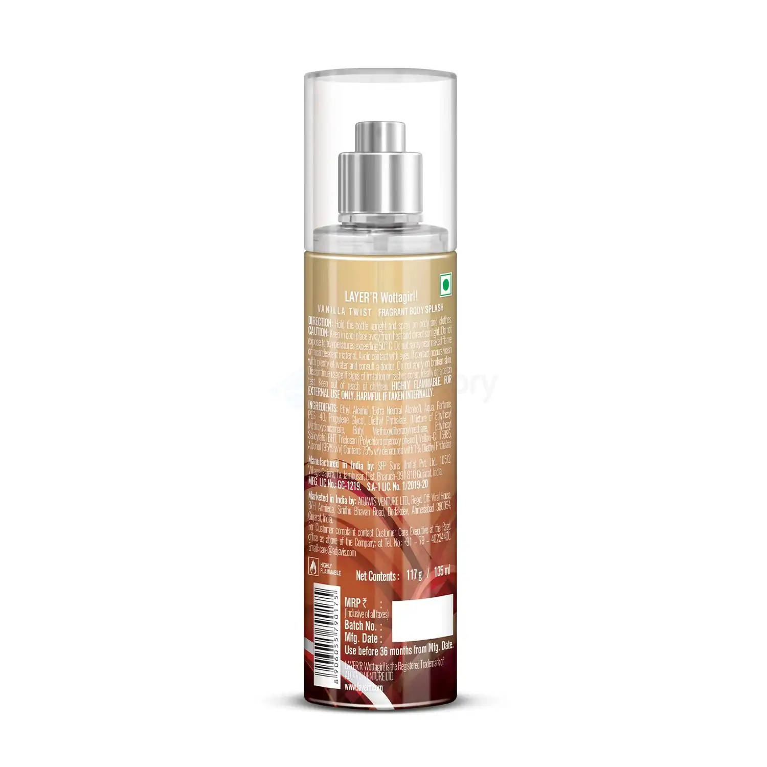 Layer'r Wottagirl Vanilla Twist Fragrant Body Splash-135ml