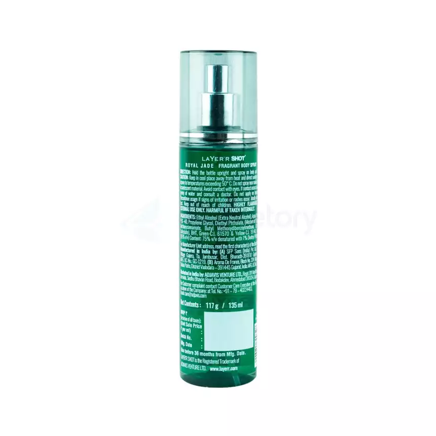 Layer'r Shot Royal Jade Fragrant Body Spray for Men-135ml thumbnail 3