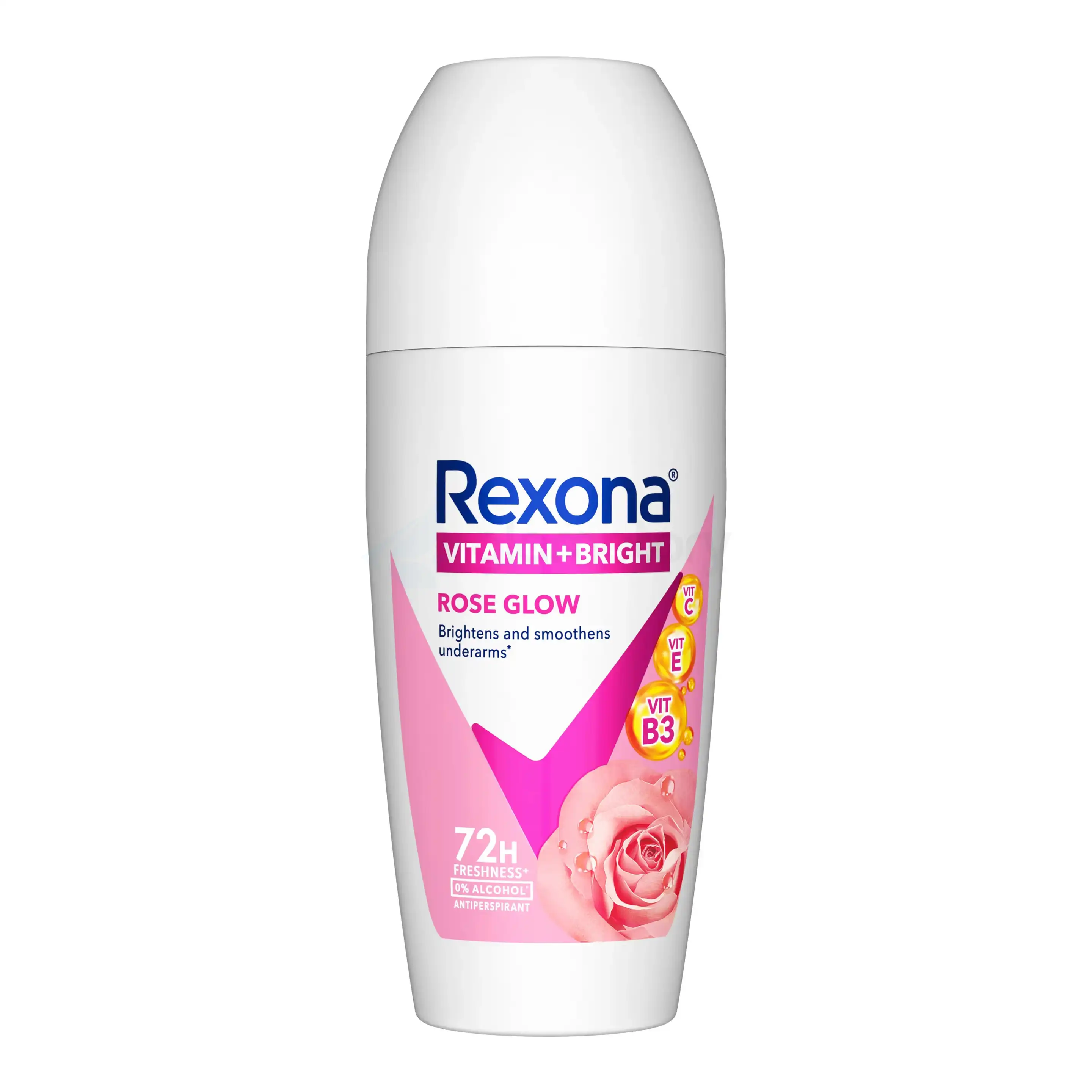 Rexona Vitamin + Bright Rose Glow 72h Protection Roll-On for Women-45ml