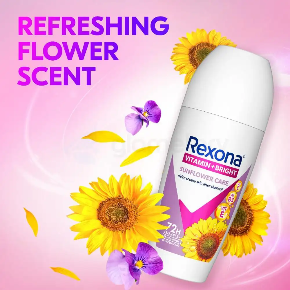 Rexona Vitamin + Bright Sunflower Care 72h Freshness Roll On for Women-45ml