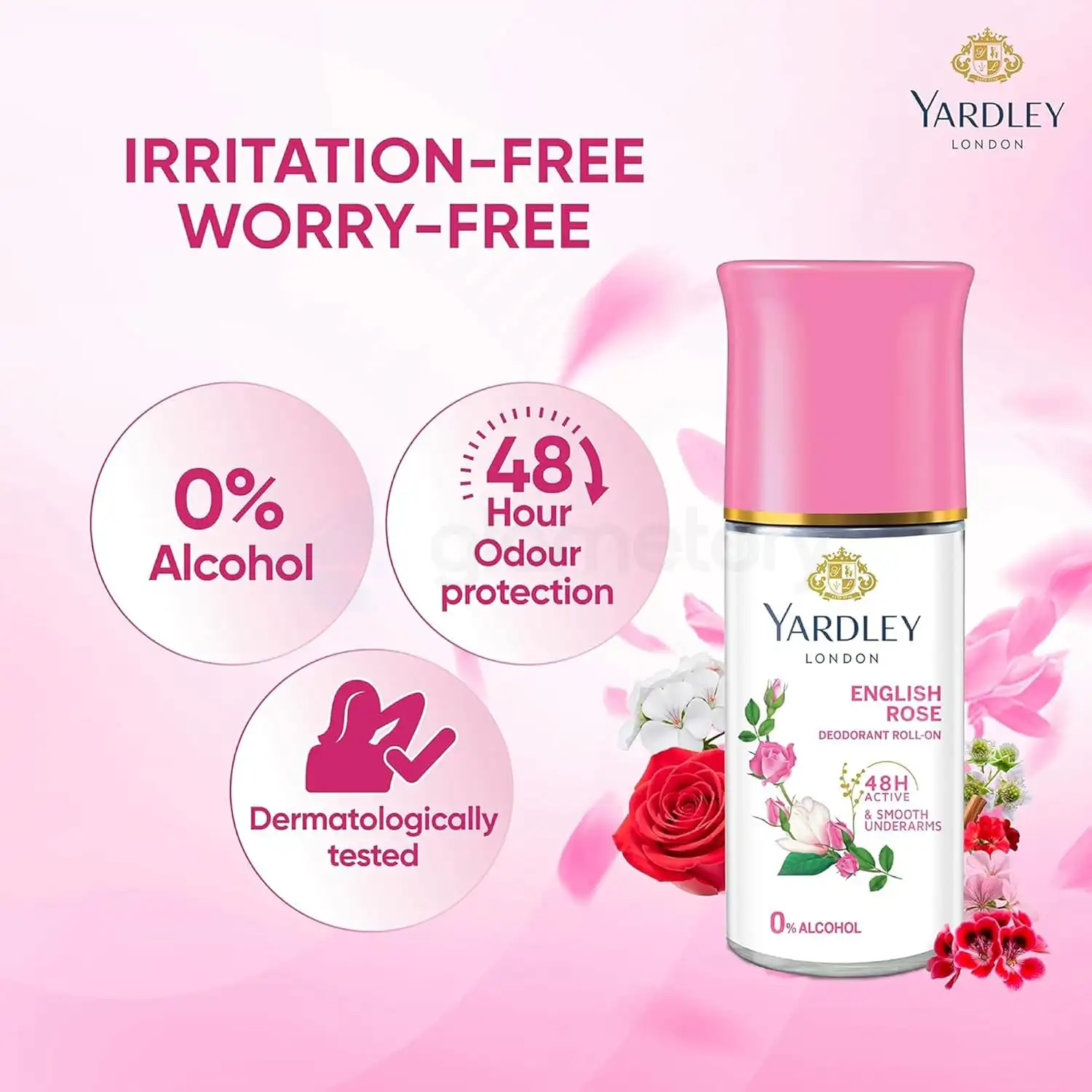 Yardley English Rose Deodorant Roll On-50ml thumbnail 5