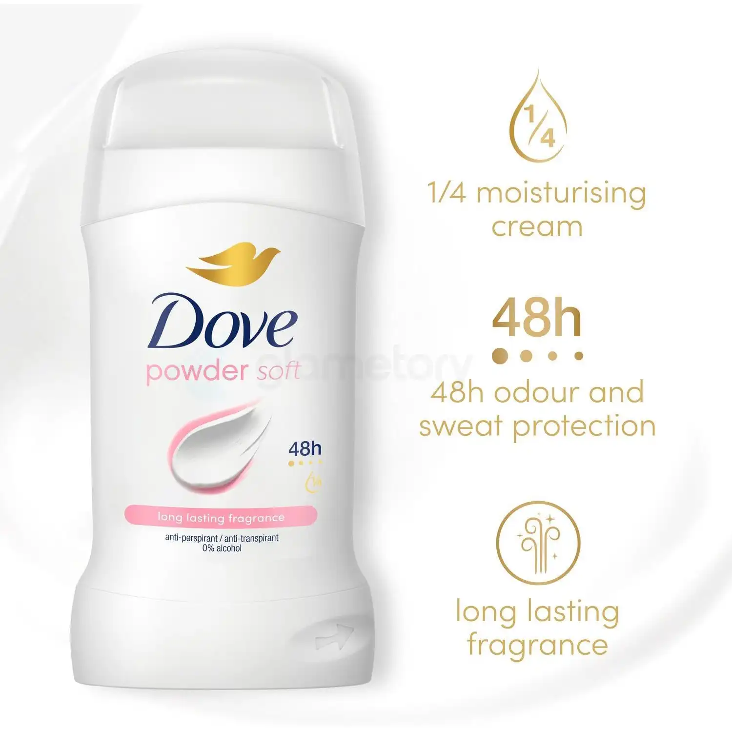 Dove Powder Soft Anti-Perspirant Deodorant Stick 48H Protection-50ml thumbnail 4