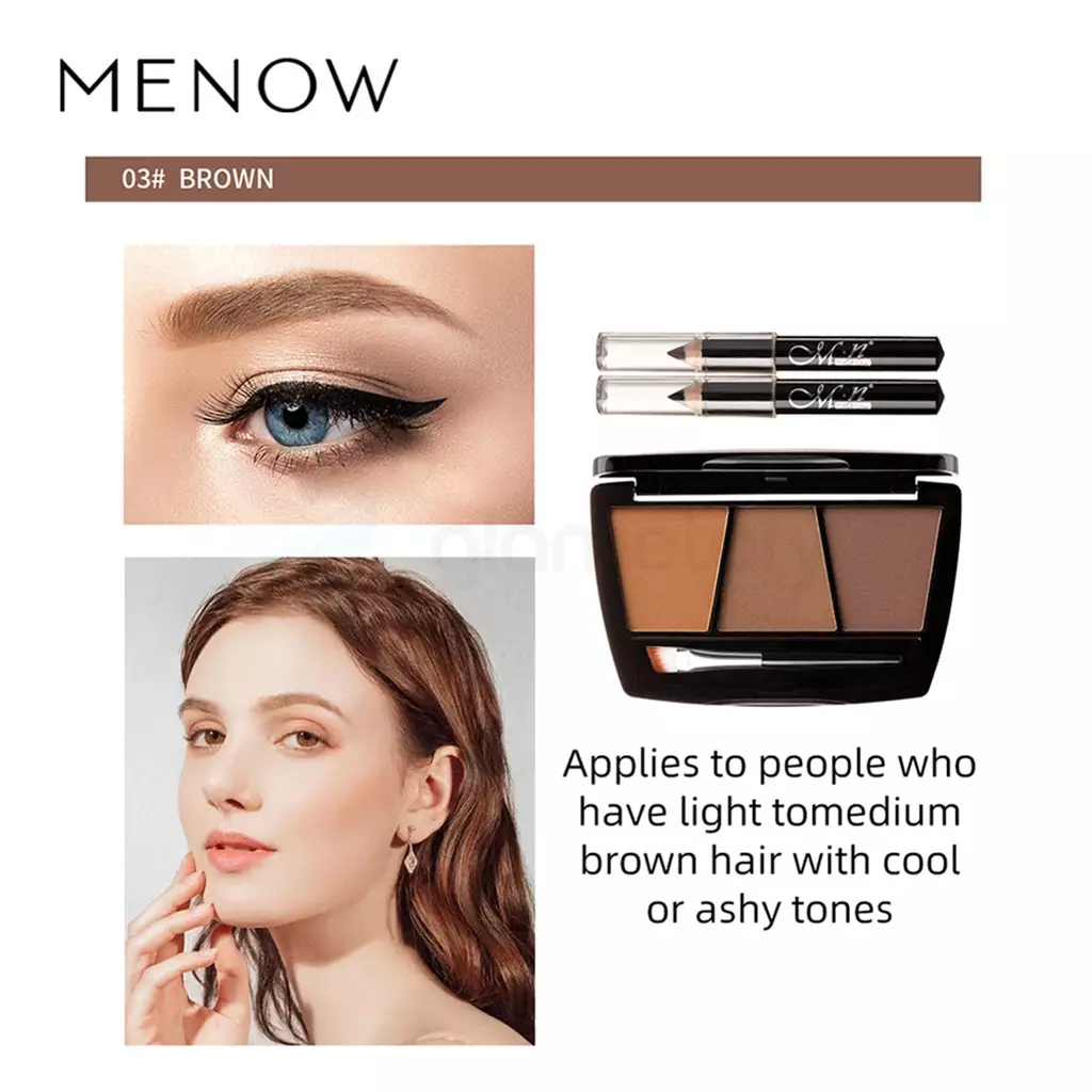 Menow 3 Color Eyebrow Kit with 2pcs Eyeliner Pencil Free thumbnail 3