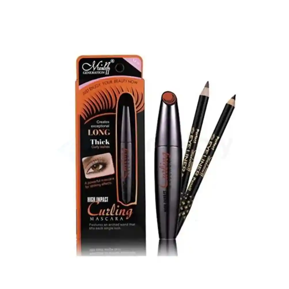 Menow High Impact Curling Mascara with Eyeliner Pencil 2pcs