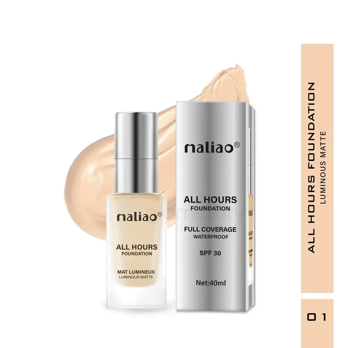 Maliao All Hours Foundation SPF30 Shade 01-40ml