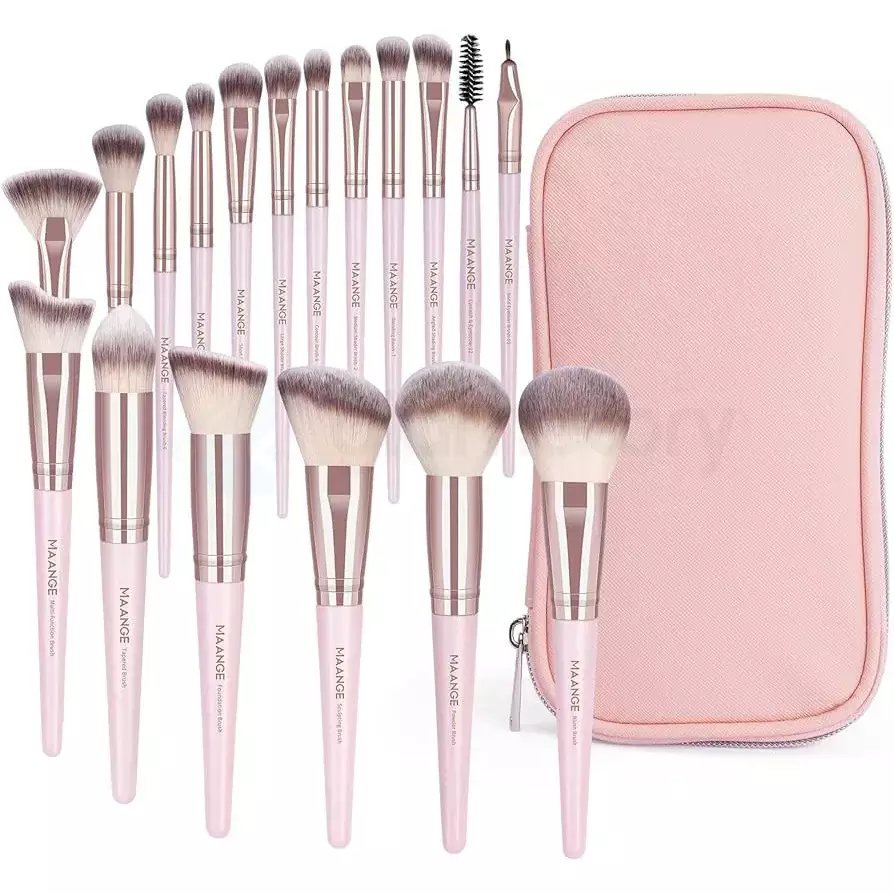 Maange Makeup Brush Pink Color 18pcs Set