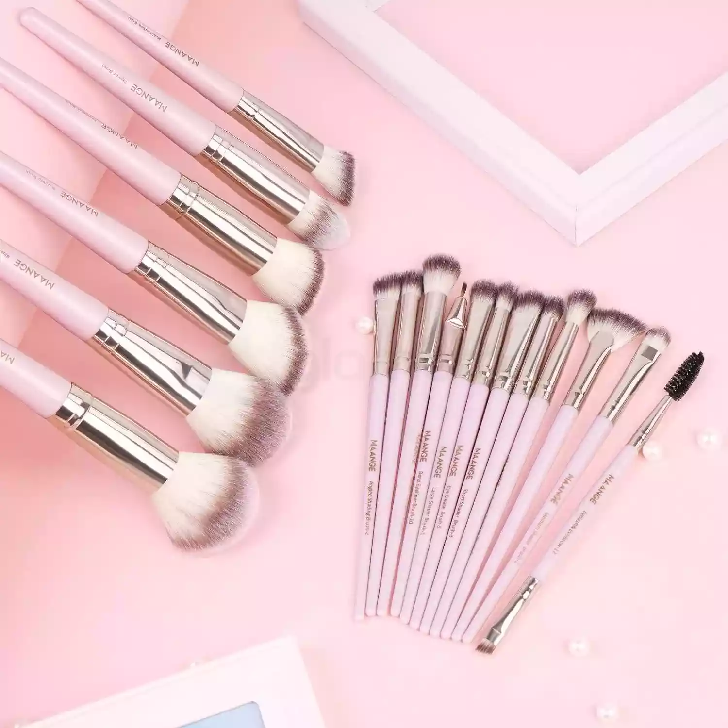 Maange Makeup Brush Pink Color 18pcs Set