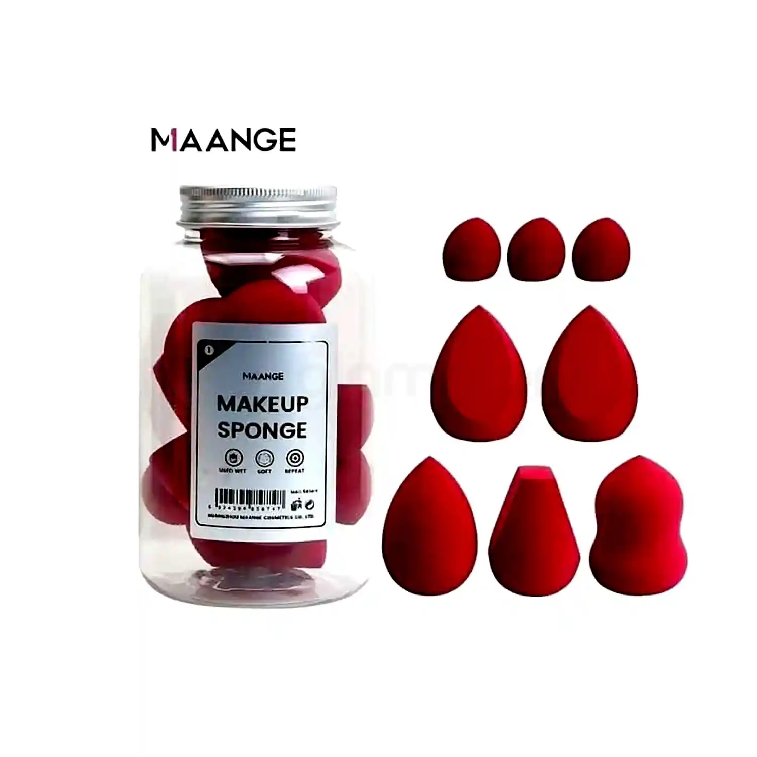 Maange Makeup Sponge Pot 8pcs Set-Pink