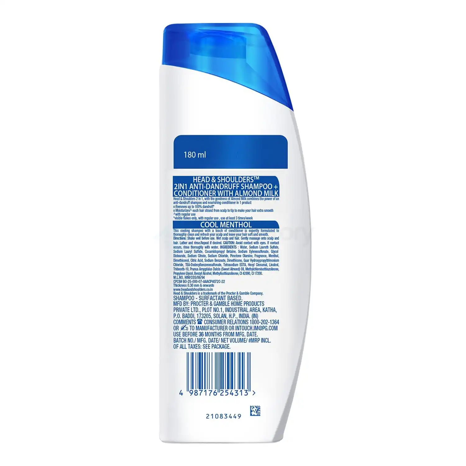 Head & Shoulders 2 In 1 Anti Dandruff Shampoo+Conditioner Cool Menthol-180ml