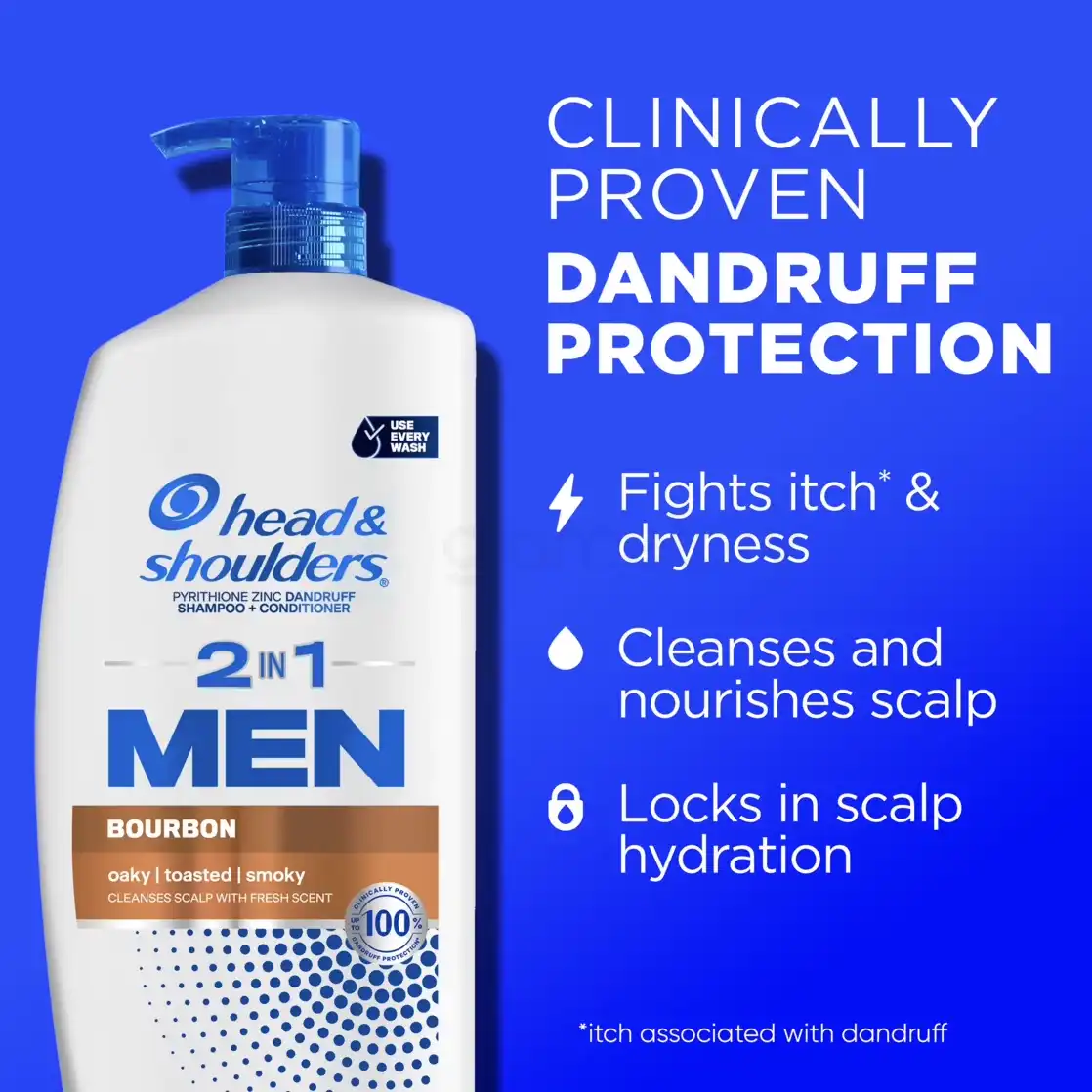 Head & Shoulders Men 2 In 1 Anti Dandruff Shampoo+Conditioner Bourbon-835ml thumbnail 4