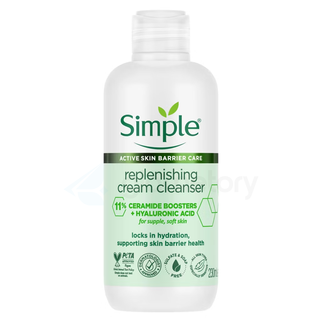 Simple Replenishing Cream Cleanser 11% Ceramide Boosters + Hyaluronic Acid-230ml