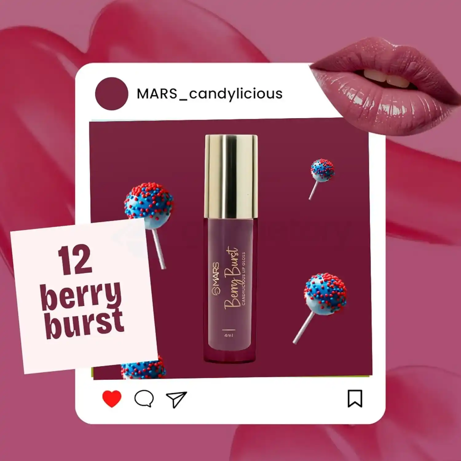 MARS Candylicious Sheer Lip Gloss-12 Berry Burst thumbnail 3