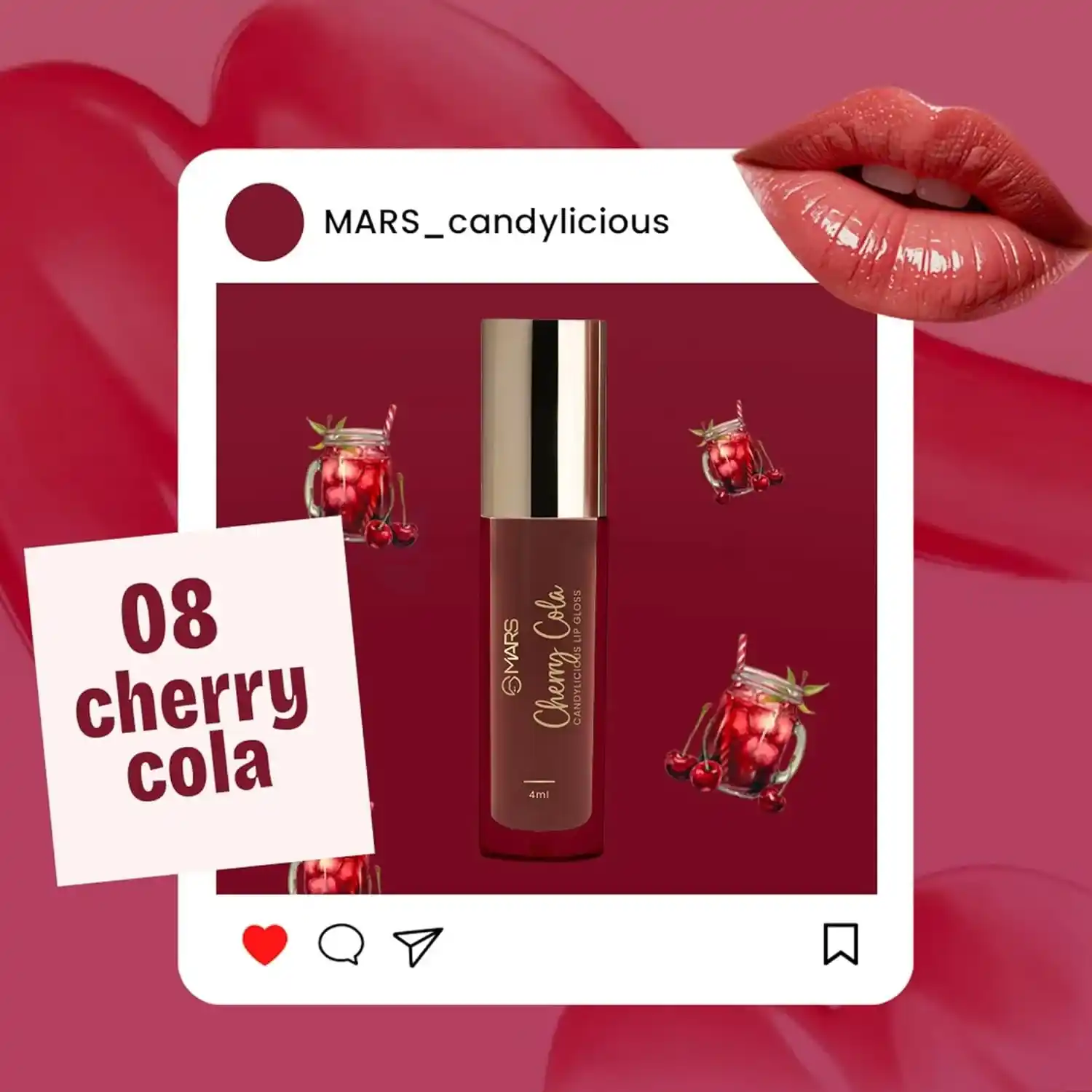 MARS Candylicious Sheer Lip Gloss-08 Cherry Cola